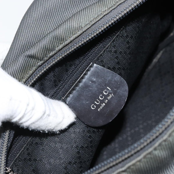 GUCCI Bamboo Hand Bag Nylon Gray Silver 000 1014 0575 Auth bs32394
