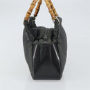 GUCCI Bamboo Hand Bag Nylon Gray Silver 000 1014 0575 Auth bs32394-4