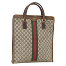 GUCCI GG Supreme Web Sherry Line Tote Bag PVC Beige Gold 010 378 Auth bs32395-1