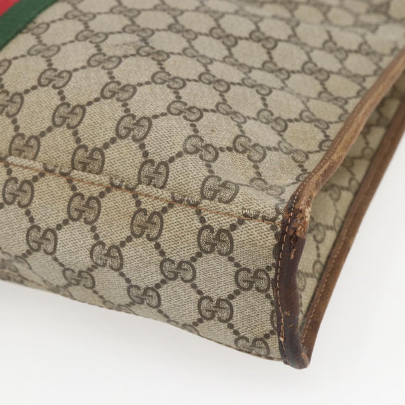 GUCCI GG Supreme Web Sherry Line Tote Bag PVC Beige Gold 010 378 Auth bs32395