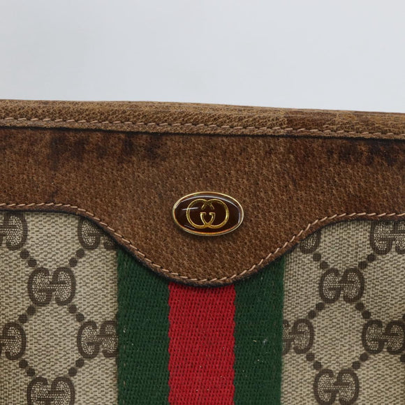 GUCCI GG Supreme Web Sherry Line Tote Bag PVC Beige Gold 010 378 Auth bs32395