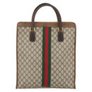 GUCCI GG Supreme Web Sherry Line Tote Bag PVC Beige Gold 010 378 Auth bs32395-2