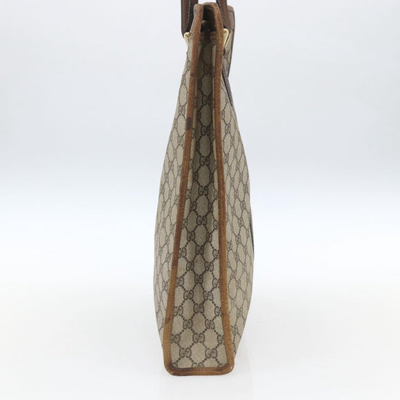 GUCCI GG Supreme Web Sherry Line Tote Bag PVC Beige Gold 010 378 Auth bs32395