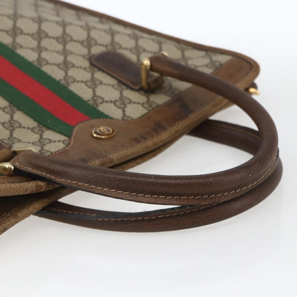 GUCCI GG Supreme Web Sherry Line Tote Bag PVC Beige Gold 010 378 Auth bs32395