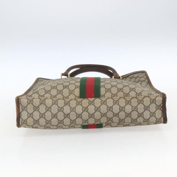 GUCCI GG Supreme Web Sherry Line Tote Bag PVC Beige Gold 010 378 Auth bs32395
