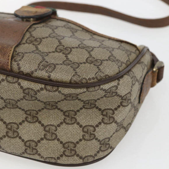 GUCCI GG Supreme Web Sherry Line Bag PVC Beige Gold 89 02 032 Auth bs32397