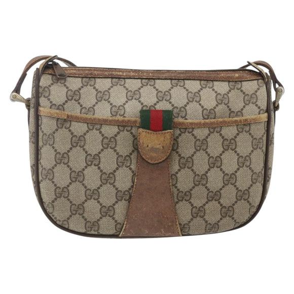GUCCI GG Supreme Web Sherry Line Bag PVC Beige Gold 89 02 032 Auth bs32397