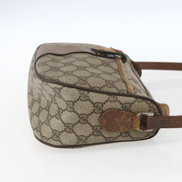 GUCCI GG Supreme Web Sherry Line Bag PVC Beige Gold 89 02 032 Auth bs32397