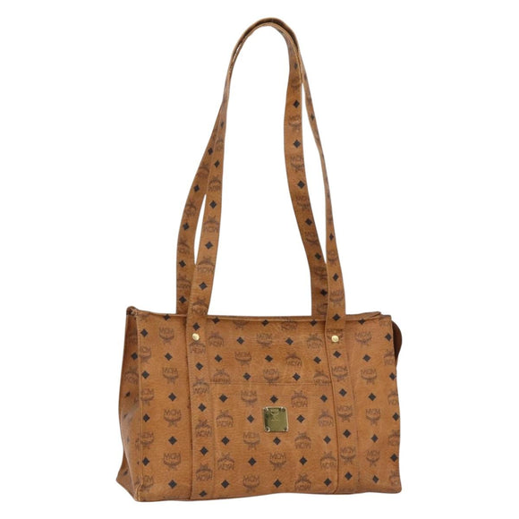 MCM Logogram Vicetos Tote Bag PVC Brown Gold Auth bs32399