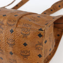 MCM Logogram Vicetos Tote Bag PVC Brown Gold Auth bs32399-9