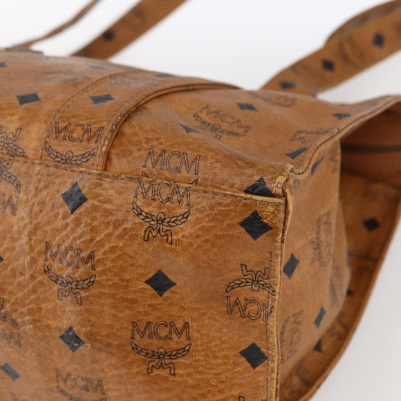 MCM Logogram Vicetos Tote Bag PVC Brown Gold Auth bs32399