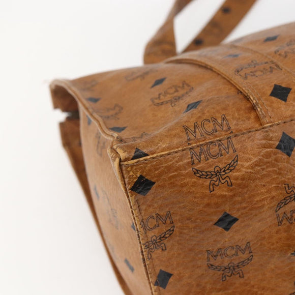 MCM Logogram Vicetos Tote Bag PVC Brown Gold Auth bs32399