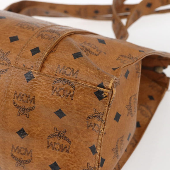 MCM Logogram Vicetos Tote Bag PVC Brown Gold Auth bs32399
