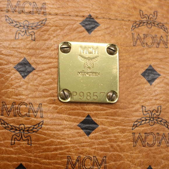 MCM Logogram Vicetos Tote Bag PVC Brown Gold Auth bs32399