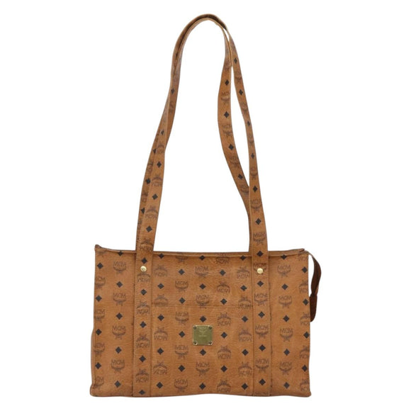 MCM Logogram Vicetos Tote Bag PVC Brown Gold Auth bs32399