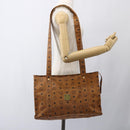 MCM Logogram Vicetos Tote Bag PVC Brown Gold Auth bs32399-22