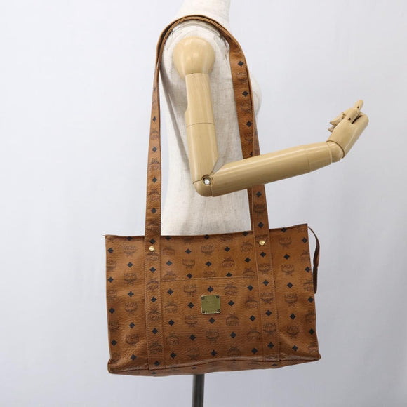 MCM Logogram Vicetos Tote Bag PVC Brown Gold Auth bs32399