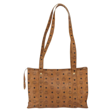 MCM Logogram Vicetos Tote Bag PVC Brown Gold Auth bs32399 - 0