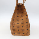 MCM Logogram Vicetos Tote Bag PVC Brown Gold Auth bs32399-3