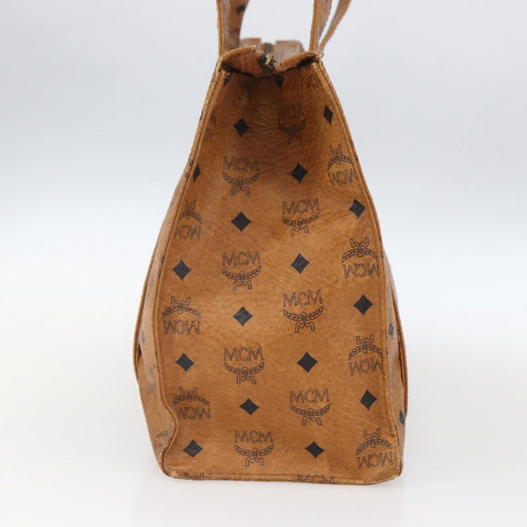 MCM Logogram Vicetos Tote Bag PVC Brown Gold Auth bs32399
