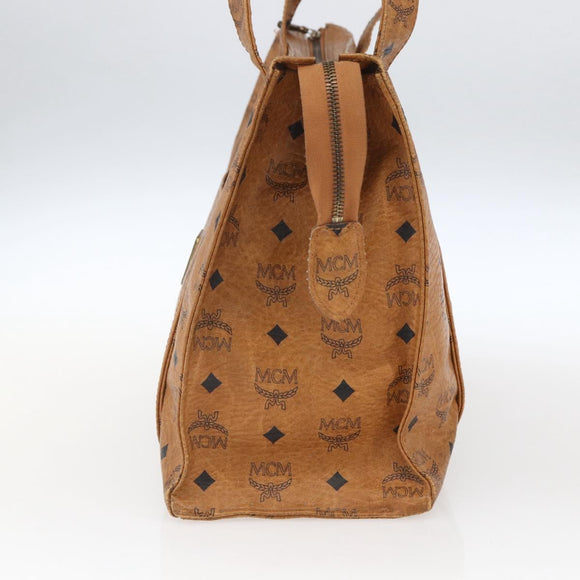 MCM Logogram Vicetos Tote Bag PVC Brown Gold Auth bs32399