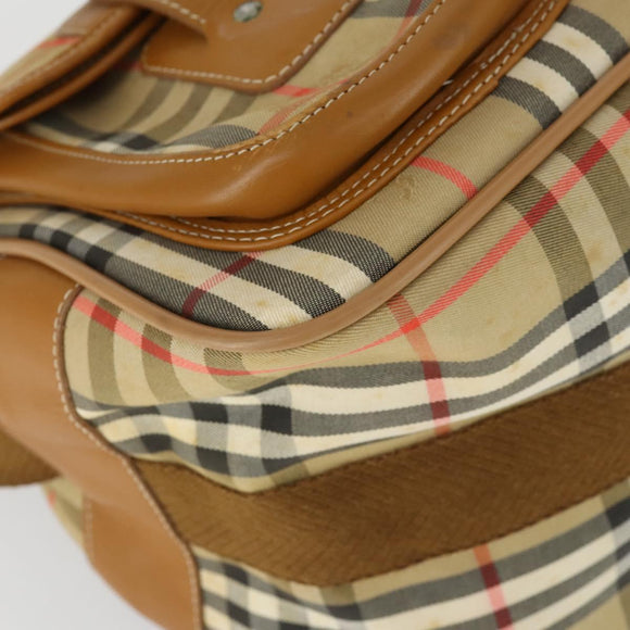Burberry Nova Check Schoudertas Canvas Beige Goud Auth bs32400