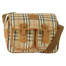 Burberry Nova Check Schoudertas Canvas Beige Goud Auth bs32400-1