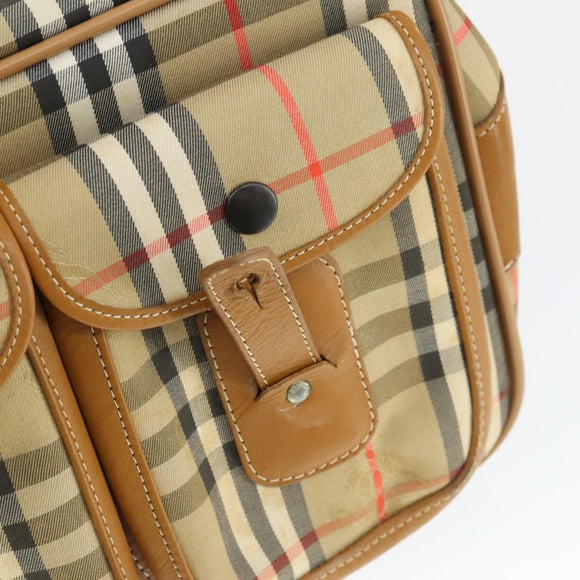 Burberry Nova Check Schoudertas Canvas Beige Goud Auth bs32400