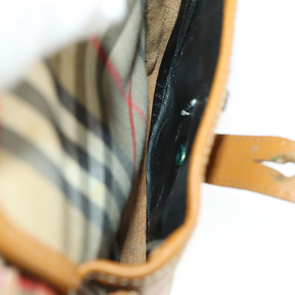Burberry Nova Check Schoudertas Canvas Beige Goud Auth bs32400