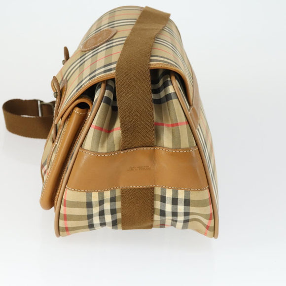 Burberry Nova Check Schoudertas Canvas Beige Goud Auth bs32400