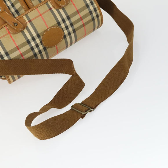 Burberry Nova Check Schoudertas Canvas Beige Goud Auth bs32400