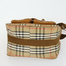 Burberry Nova Check Schoudertas Canvas Beige Goud Auth bs32400-5