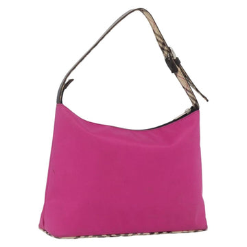 BURBERRY Nova Check Blue Label Shoulder Bag Nylon Pink Silver Auth bs32401