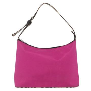 BURBERRY Nova Check Blue Label Shoulder Bag Nylon Pink Silver Auth bs32401 - 0