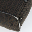 FENDI Zucchino Canvas Boston Bag Brown Black Auth bs32402-16