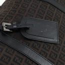 FENDI Zucchino Canvas Boston Bag Brown Black Auth bs32402-17