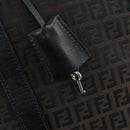FENDI Zucchino Canvas Boston Bag Brown Black Auth bs32402-18