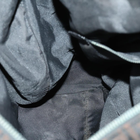 FENDI Zucchino Canvas Boston Bag Brown Black Auth bs32402