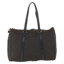 FENDI Zucchino Canvas Boston Bag Brown Black Auth bs32402-2