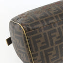FENDI Zucca Canvas Hand Bag PVC Black Brown Auth bs32403-14