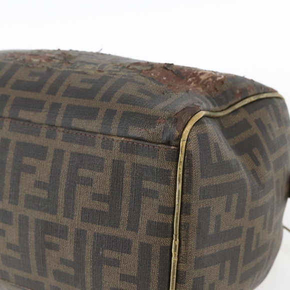 FENDI Zucca Canvas Hand Bag PVC Black Brown Auth bs32403