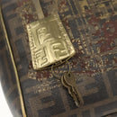 FENDI Zucca Canvas Hand Bag PVC Black Brown Auth bs32403-19
