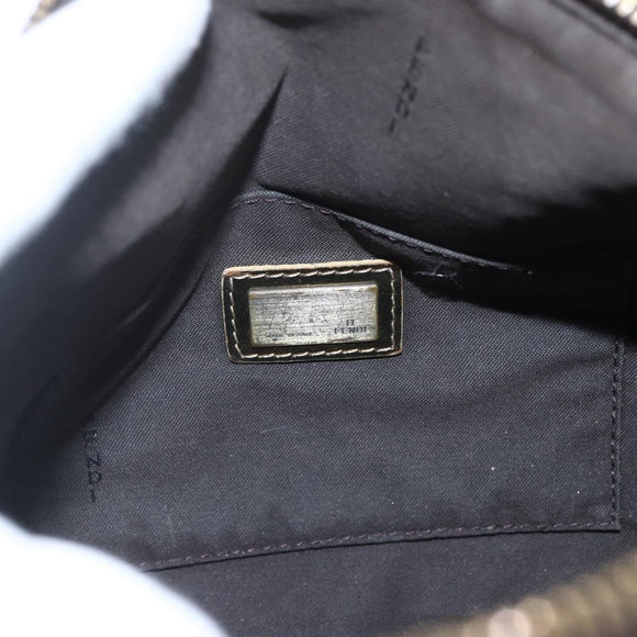 FENDI Zucca Canvas Hand Bag PVC Black Brown Auth bs32403