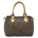 FENDI Zucca Canvas Hand Bag PVC Black Brown Auth bs32403-13
