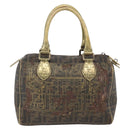FENDI Zucca Canvas Hand Bag PVC Black Brown Auth bs32403-2