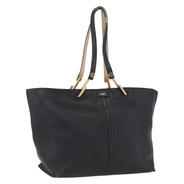Chloe Tote Bag Leather Black Gold Auth bs32405