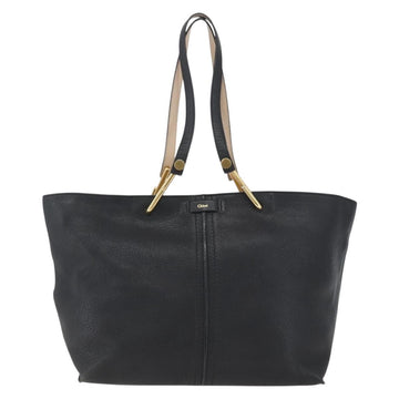 Chloe Tote Bag Leather Black Gold Auth bs32405 - 0