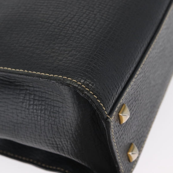 LOEWE Shoulder Bag Leather Navy Gold Auth bs32406