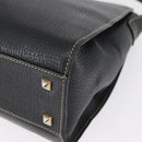 LOEWE Shoulder Bag Leather Navy Gold Auth bs32406-14