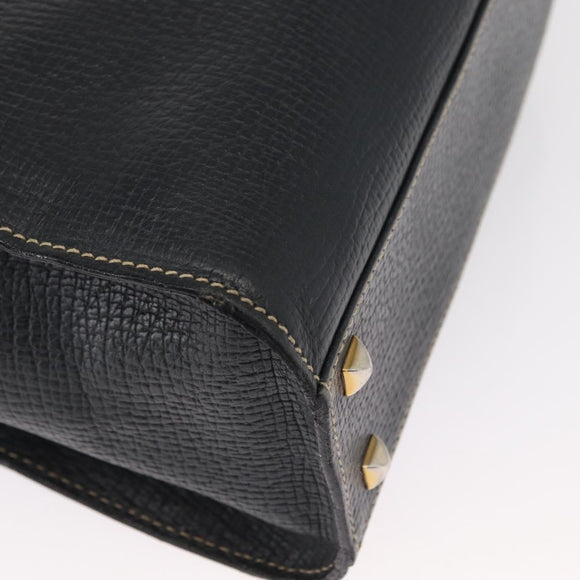 LOEWE Shoulder Bag Leather Navy Gold Auth bs32406